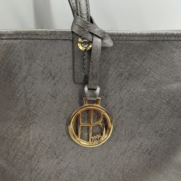 HENRI BENDEL Silver Metallic Leather Large Tote Bag Purse Excellent Condition